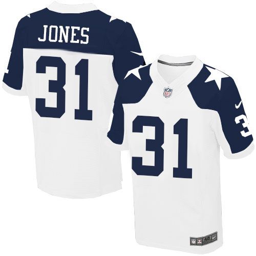 Cowboys #31 Byron Jones White Thanksgiving Throwback Men's Stitched NFL Elite Jersey