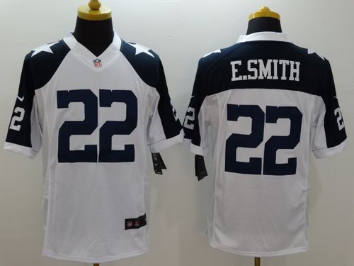 Cowboys #22 Emmitt Smith White Thanksgiving Throwback Men's Stitched NFL Limited Jersey
