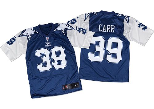 Cowboys #39 Brandon Carr Navy Blue/White Throwback Men's Stitched NFL Elite Jersey