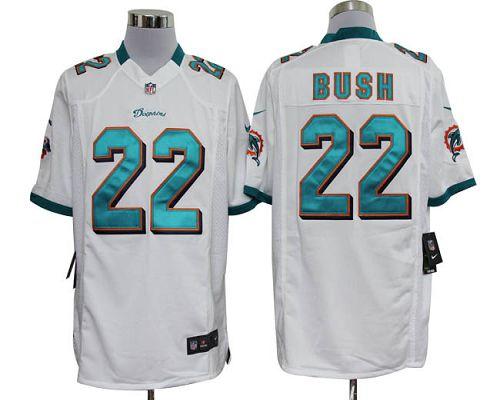 Dolphins #22 Reggie Bush White Men's Stitched NFL Game Jersey