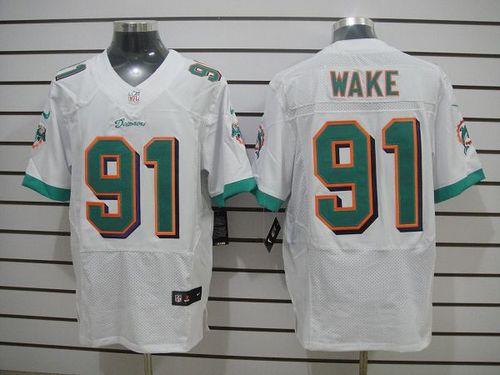 Dolphins #91 Cameron Wake White Men's Stitched NFL Elite Jersey