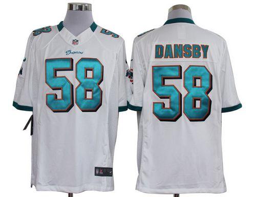 Dolphins #58 Karlos Dansby White Men's Stitched NFL Limited Jersey