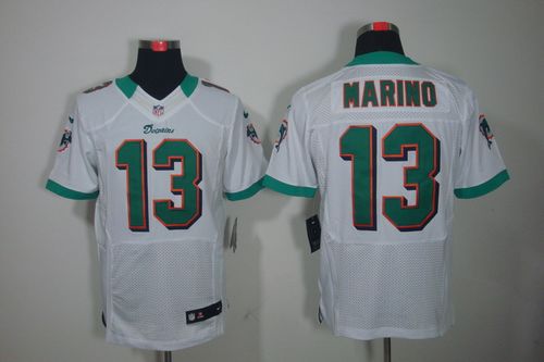 Dolphins #13 Dan Marino White Men's Stitched NFL Elite Jersey