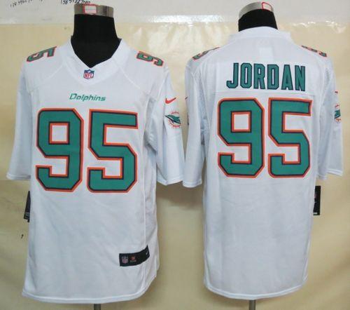 Dolphins #95 Dion Jordan White Men's Stitched NFL Limited Jersey