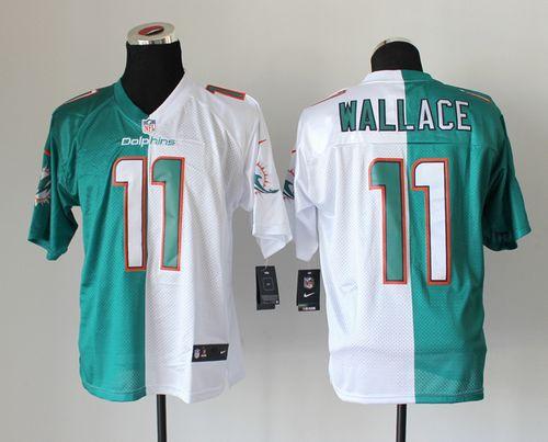 Dolphins #11 Mike Wallace Aqua Green/White Men's Stitched NFL Elite Split Jersey