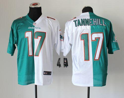 Dolphins #17 Ryan Tannehill Aqua Green/White Men's Stitched NFL Elite Split Jersey