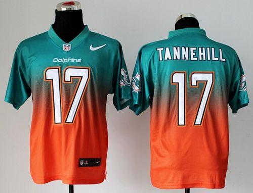 Dolphins #17 Ryan Tannehill Aqua Green/Orange Men's Stitched NFL Elite Fadeaway Fashion Jersey