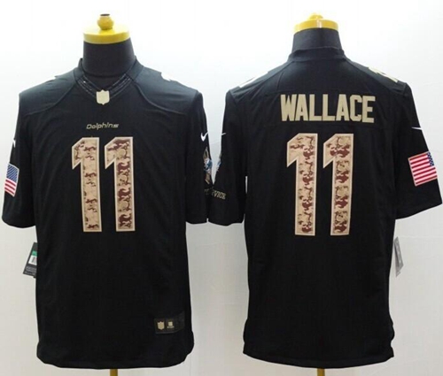 Dolphins #11 Mike Wallace Black Men's Stitched NFL Limited Salute to Service Jersey