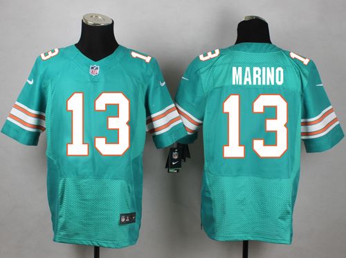 Dolphins #13 Dan Marino Aqua Green Alternate Men's Stitched NFL Elite Jersey