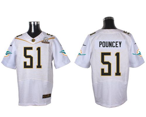 Dolphins #51 Mike Pouncey White 2016 Pro Bowl Men's Stitched NFL Elite Jersey