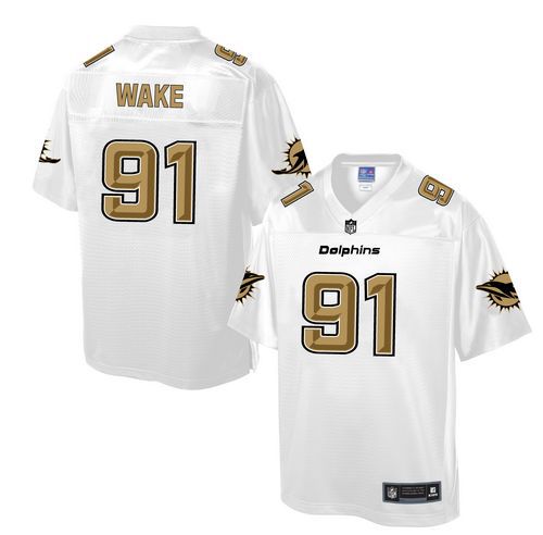 Dolphins #91 Cameron Wake White Men's NFL Pro Line Fashion Game Jersey