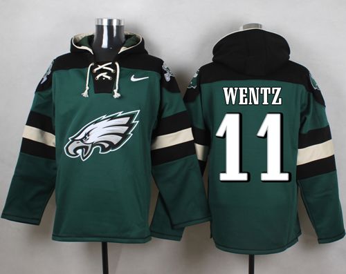 Eagles #11 Carson Wentz Midnight Green Player Pullover Hoodie