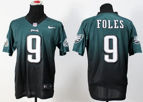 Eagles #9 Nick Foles Midnight Green/Black Men's Stitched NFL Elite Fadeaway Fashion Jersey