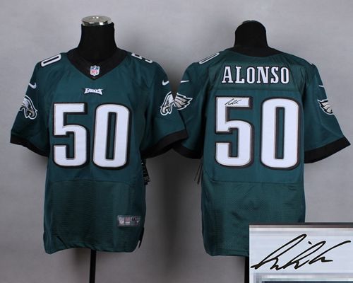 Eagles #50 Kiko Alonso Midnight Green Team Color Men's Stitched NFL Elite Autographed Jersey