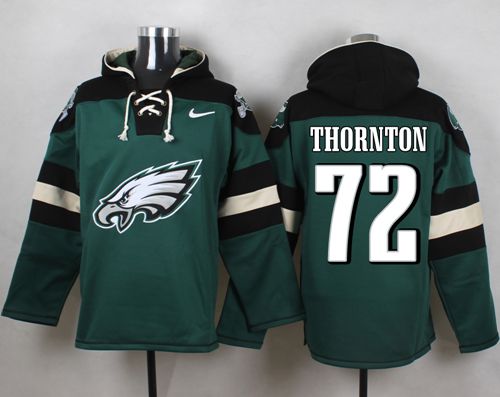 Eagles #72 Cedric Thornton Midnight Green Player Pullover NFL Hoodie