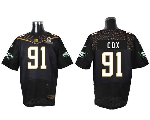 Eagles #91 Fletcher Cox Black 2016 Pro Bowl Men's Stitched NFL Elite Jersey