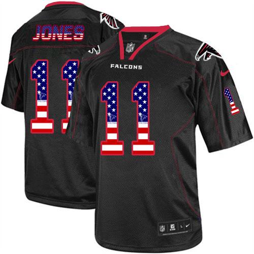 Falcons #11 Julio Jones Black Men's Stitched NFL Elite USA Flag Fashion Jersey
