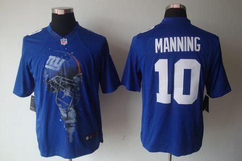 Giants #10 Eli Manning Royal Blue Team Color Men's Stitched NFL Helmet Tri Blend Limited Jersey