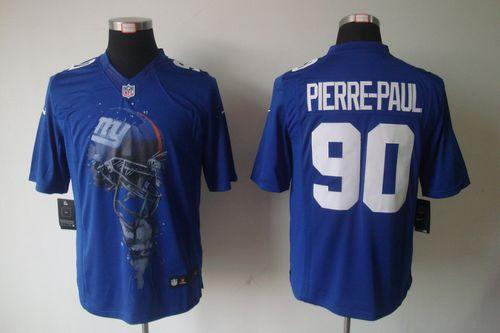 Giants #90 Jason Pierre Paul Royal Blue Team Color Men's Stitched NFL Helmet Tri Blend Limited Jersey