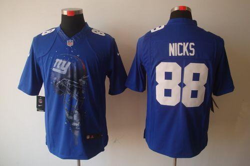 Giants #88 Hakeem Nicks Royal Blue Team Color Men's Stitched NFL Helmet Tri Blend Limited Jersey