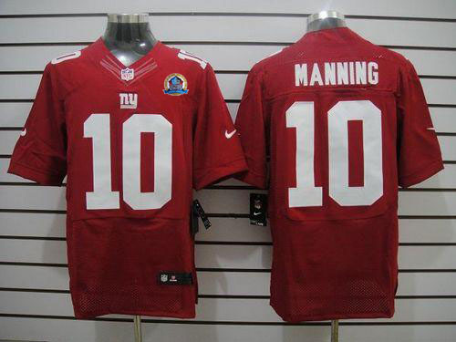 Giants #10 Eli Manning Red Alternate With Hall of Fame 50th Patch Men's Stitched NFL Elite Jersey
