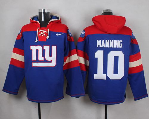 Giants #10 Eli Manning Royal Blue Player Pullover NFL Hoodie