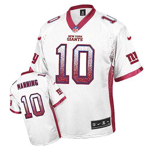 Giants #10 Eli Manning White Men's Stitched NFL Elite Drift Fashion Jersey
