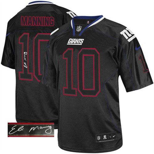 Giants #10 Eli Manning Lights Out Black Men's Stitched NFL Elite Autographed Jersey