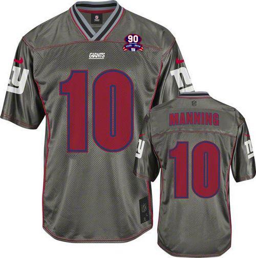Giants #10 Eli Manning Grey With 1925 2014 Season Patch Men's Stitched NFL Elite Vapor Jersey