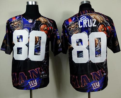 Giants #80 Victor Cruz Team Color Men's Stitched NFL Elite Fanatical Version Jersey