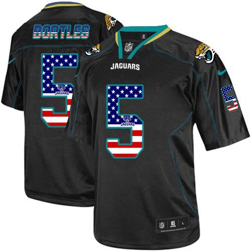 Jaguars #5 Blake Bortles Black Men's Stitched NFL Elite USA Flag Fashion Jersey