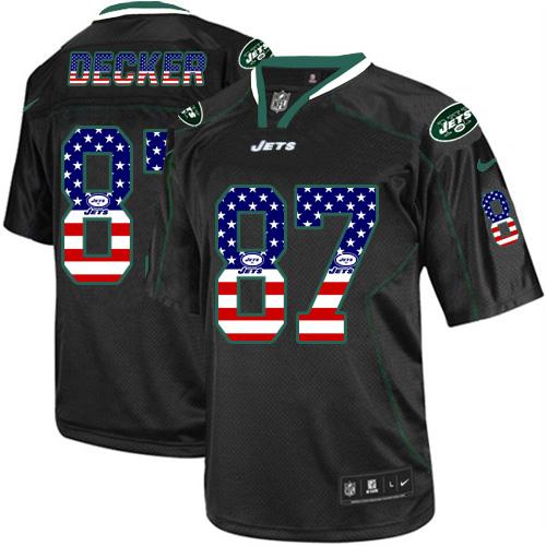 Jets #87 Eric Decker Black Men's Stitched NFL Elite USA Flag Fashion Jersey