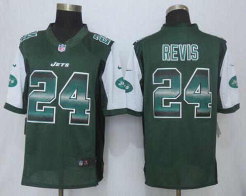 Jets #24 Darrelle Revis Green Team Color Men's Stitched NFL Limited Strobe Jersey