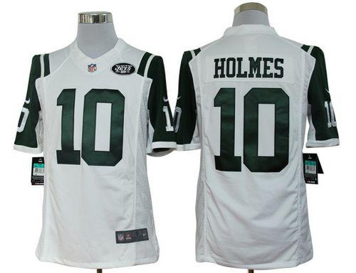 Jets #10 Santonio Holmes White Men's Stitched NFL Limited Jersey