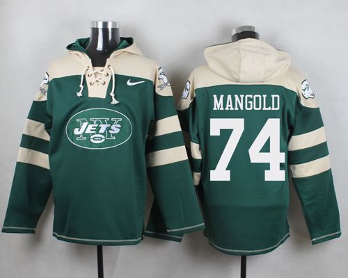 Jets #74 Nick Mangold Green Player Pullover NFL Hoodie
