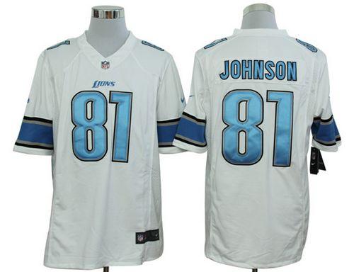 Lions #81 Calvin Johnson White Men's Stitched NFL Limited Jersey