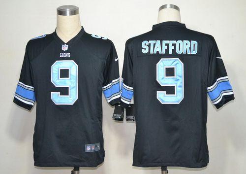 Lions #9 Matthew Stafford Black Alternate Men's Stitched NFL Game Jersey