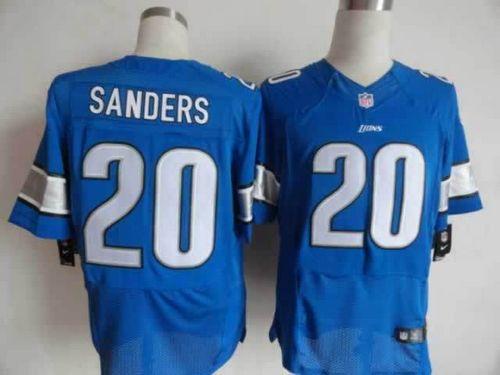 Lions #20 Barry Sanders Blue Team Color Men's Stitched NFL Elite Jersey