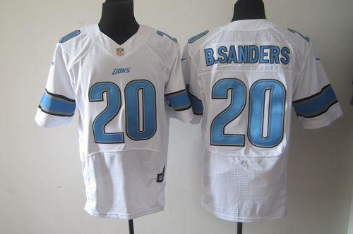 Lions #20 Barry Sanders White Men's Stitched NFL Elite Jersey