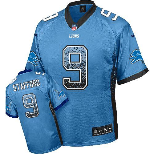 Lions #9 Matthew Stafford Blue Team Color Men's Stitched NFL Elite Drift Fashion Jersey