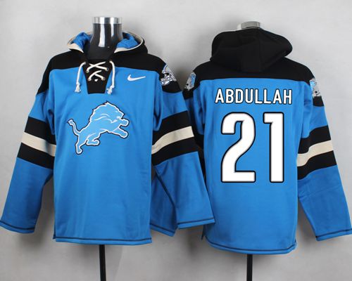 Lions #21 Ameer Abdullah Blue Player Pullover NFL Hoodie