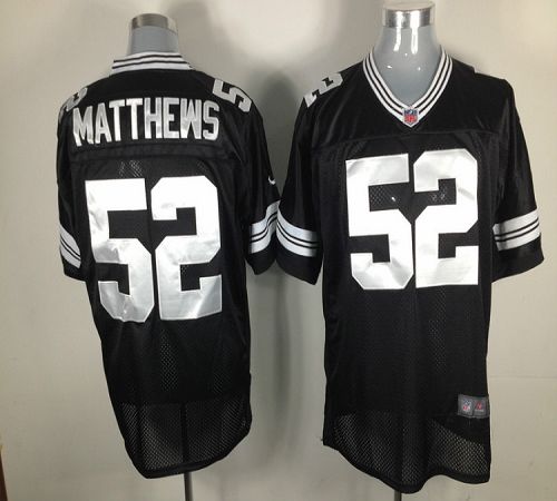 Packers #52 Clay Matthews Black Shadow Men's Stitched NFL Elite Jersey