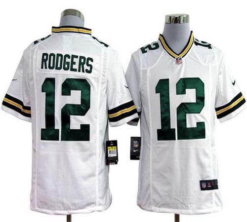 Packers #12 Aaron Rodgers White Men's Stitched NFL Game Jersey