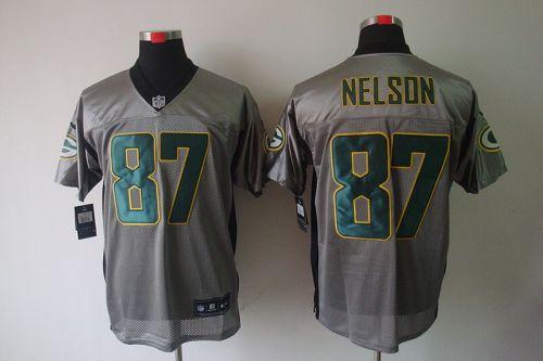 Packers #87 Jordy Nelson Grey Shadow Men's Stitched NFL Elite Jersey