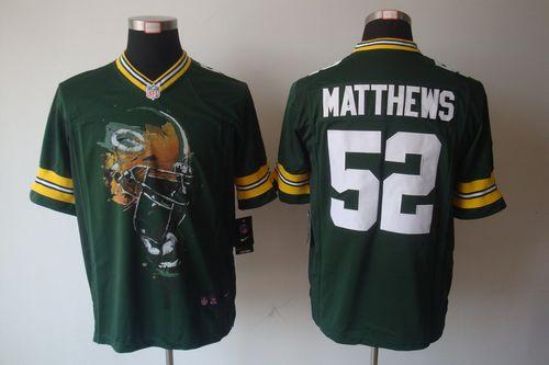 Packers #52 Clay Matthews Green Team Color Men's Stitched NFL Helmet Tri Blend Limited Jersey
