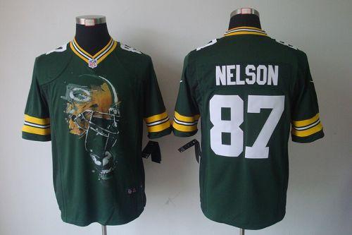 Packers #87 Jordy Nelson Green Team Color Men's Stitched NFL Helmet Tri Blend Limited Jersey
