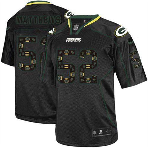 Packers #52 Clay Matthews New Lights Out Black Men's Stitched NFL Elite Jersey