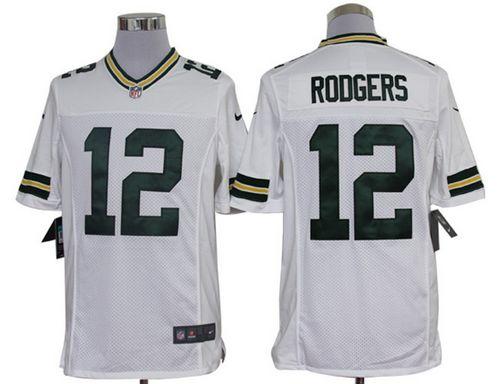 Packers #12 Aaron Rodgers White Men's Stitched NFL Limited Jersey