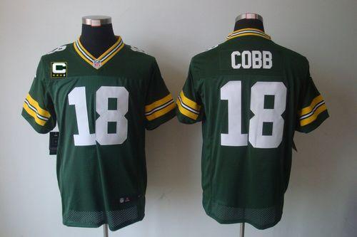 Packers #18 Randall Cobb Green Team Color With C Patch Men's Stitched NFL Elite Jersey