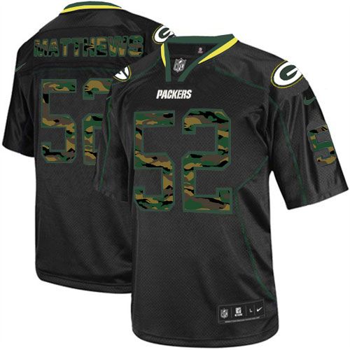 Packers #52 Clay Matthews Black Men's Stitched NFL Elite Camo Fashion Jersey